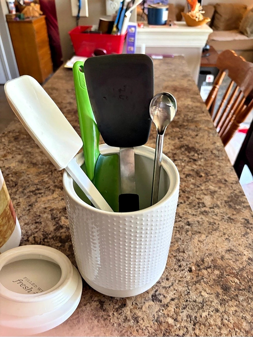 Mary and Martha Kitchen Utensil Holder White